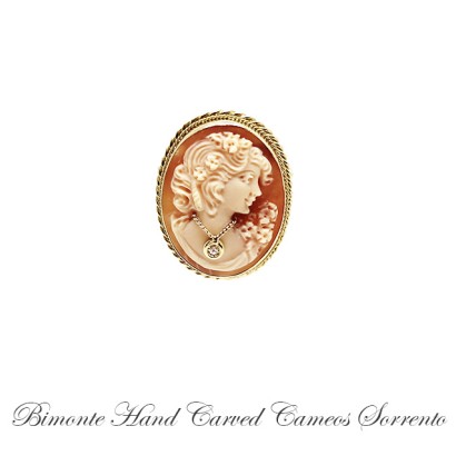 "Bella with Diamond"Cameo Brooch and Pendant