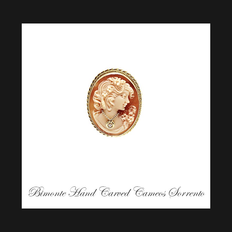 "Bella with Diamond"Cameo Brooch and Pendant