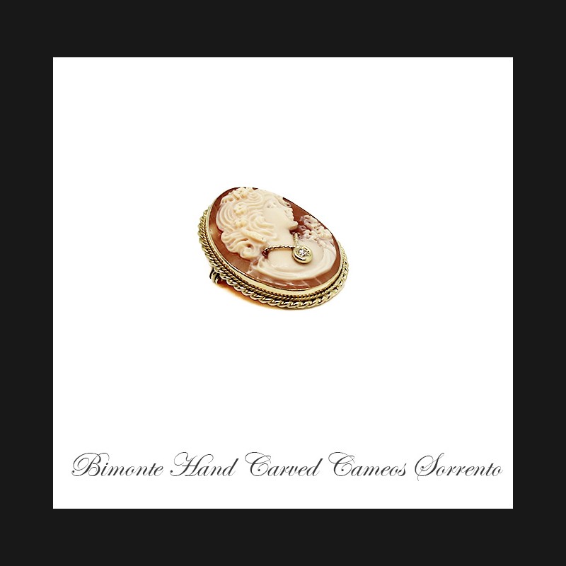 "Bella with Diamond"Cameo Brooch and Pendant
