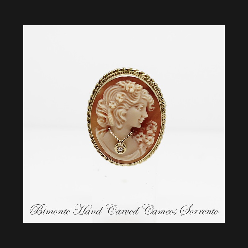 "Bella with Diamond"Cameo Brooch and Pendant
