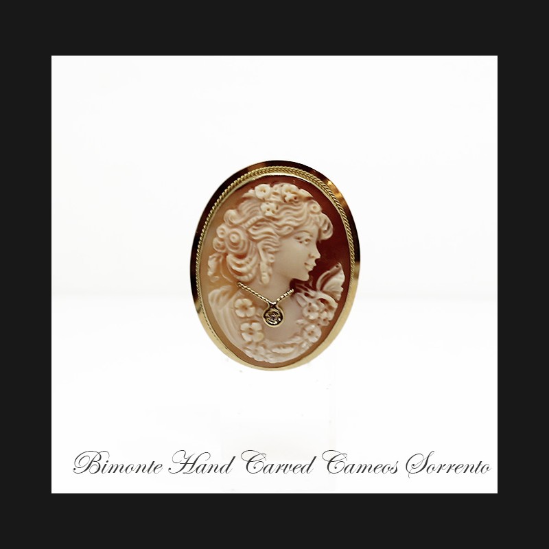 "Bella with Diamond"Cameo Brooch and Pendant