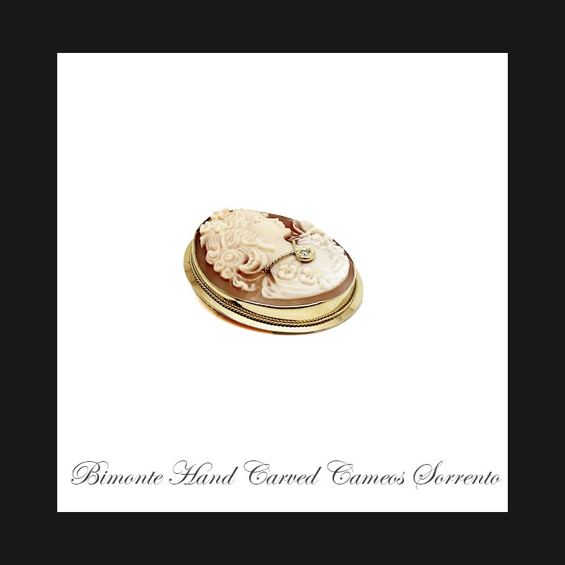 "Bella with Diamond"Cameo Brooch and Pendant