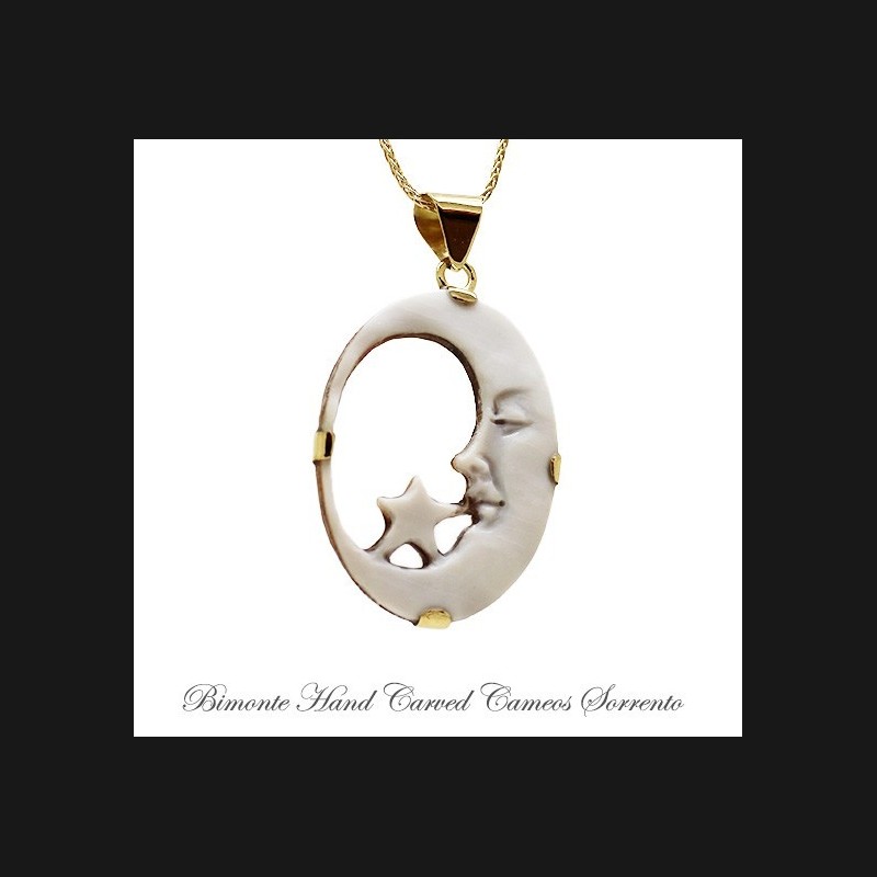 ''Moon & Star'' Cameo Necklace