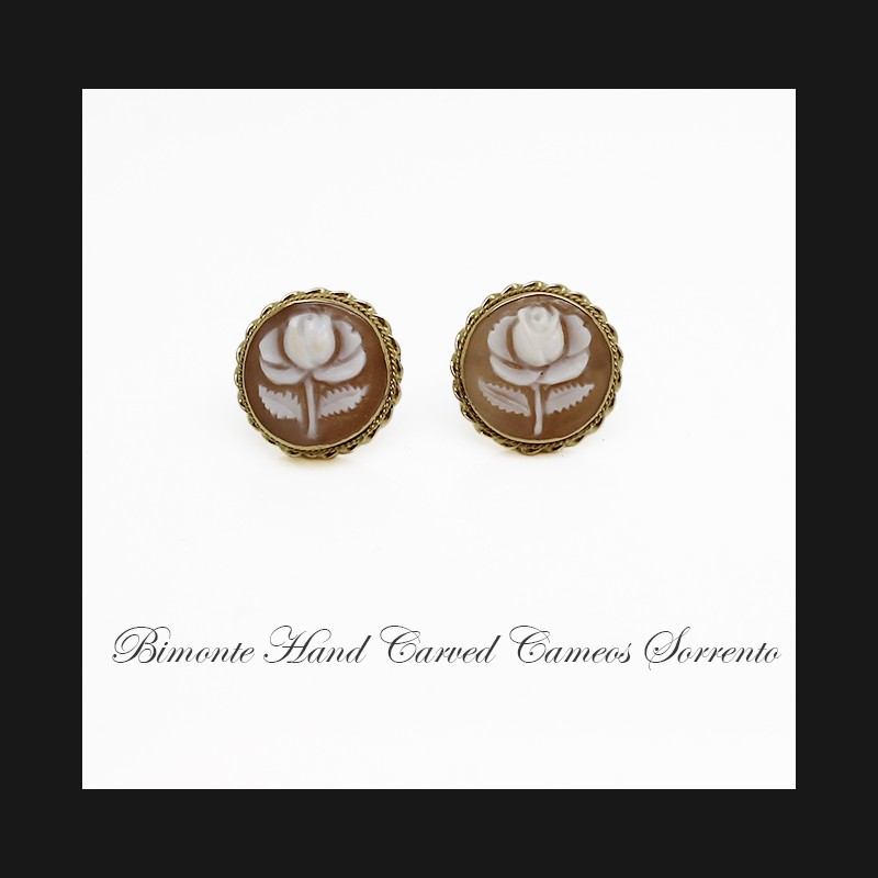 "White Rose" Cameo Earrings