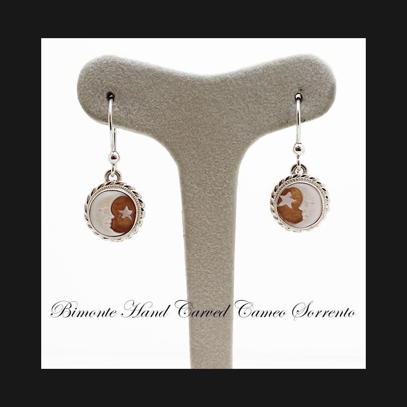 "Moon and Star" Cameo Earrings