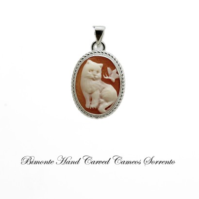" Cat and the Butterfly" Cameo Pendant