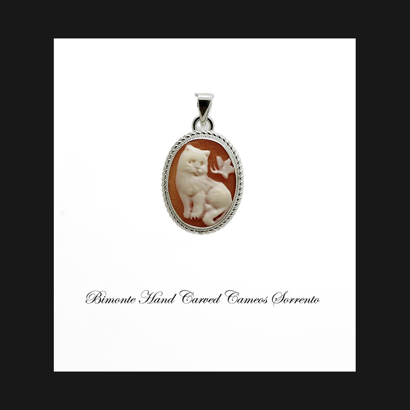 " Cat and the Butterfly" Cameo Pendant