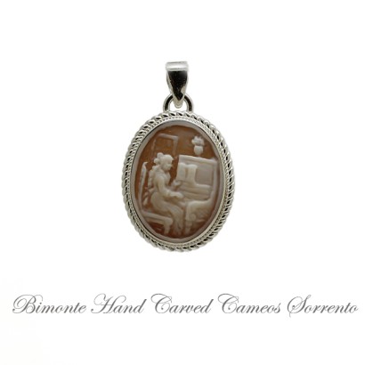 "Girl at the Piano" Cameo Pendant