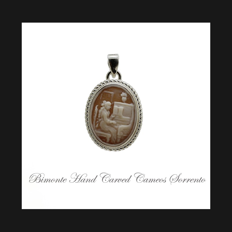 "Girl at the Piano" Cameo Pendant