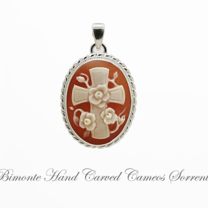 "Cross of Roses" Cameo Pendant