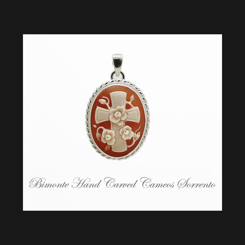 "Cross of Roses" Cameo Pendant
