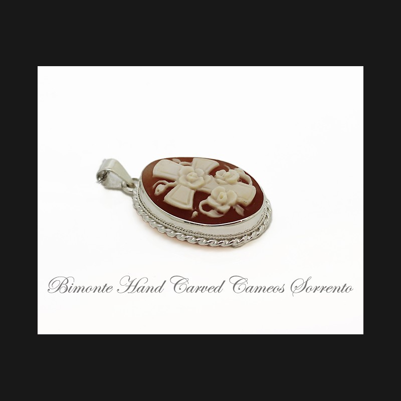 "Cross of Roses" Cameo Pendant