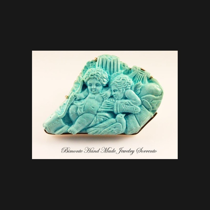 "Pace e Amore" Torquoise Stone Brooch