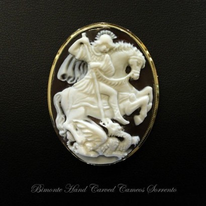 "Saint George and the Dragon" Cameo Brooch and Pendant