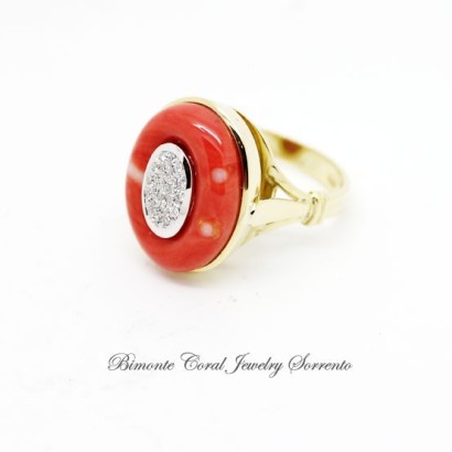 "Corona" Coral and Diamonds Ring