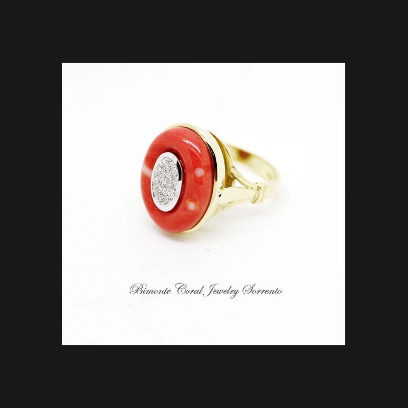 "Corona" Coral and Diamonds Ring