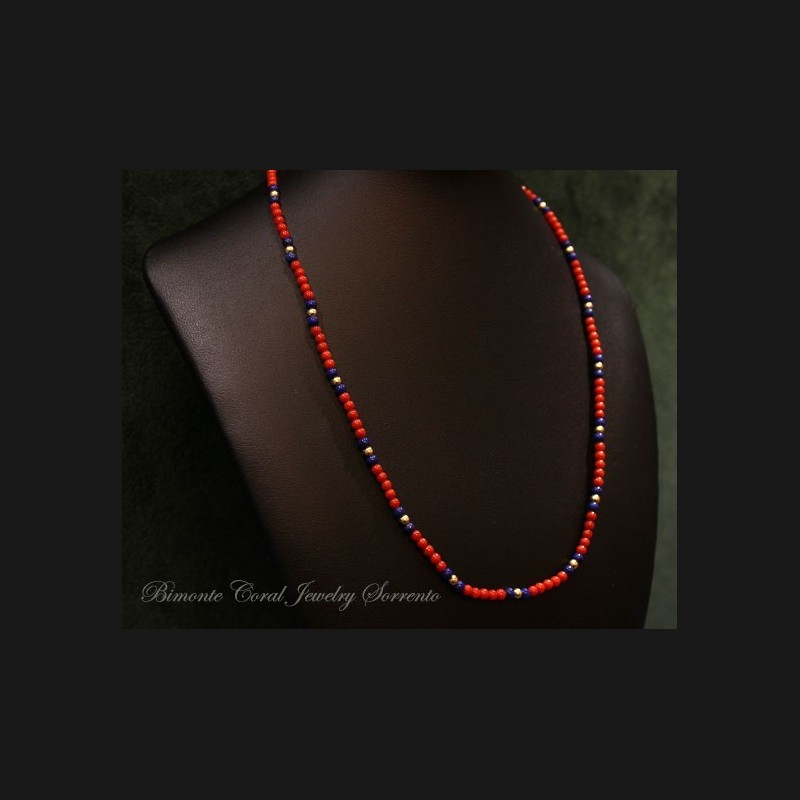 "Marina" Coral and Lapis Necklace