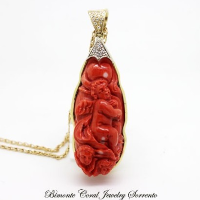 "Eros, Anteros and Niseros" Carved Coral Necklace