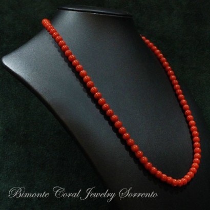 6,1/4 - 7 mm Red Italian Coral Necklace