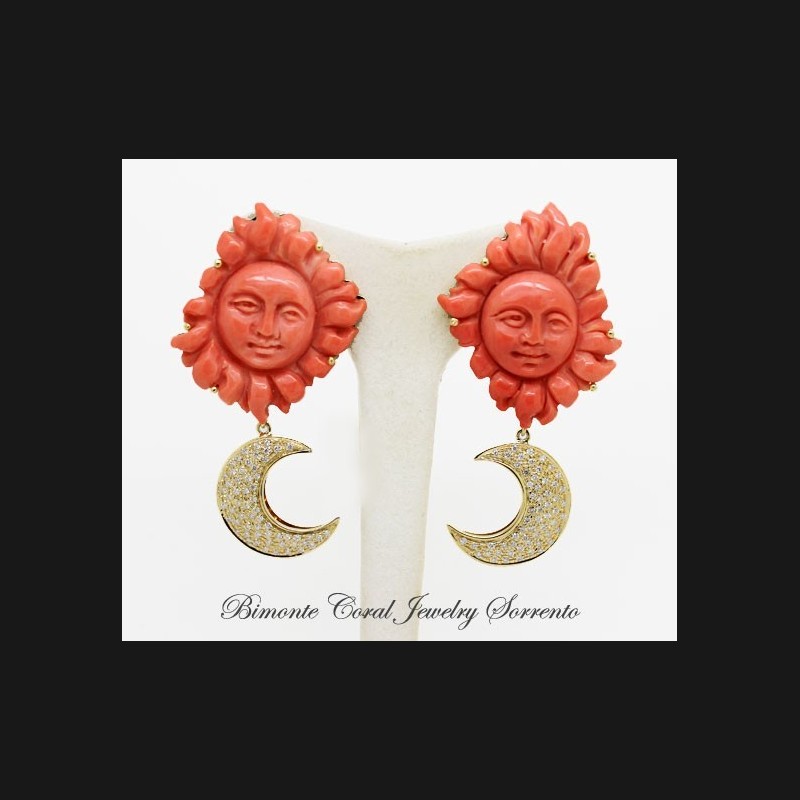 "Sun and Moon" Coral Earrings