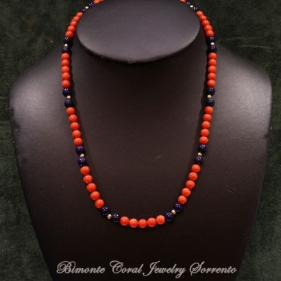 "Navy" Coral and Lapis Necklace