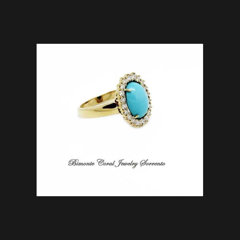 "Sky" Turquoise and Diamonds Ring