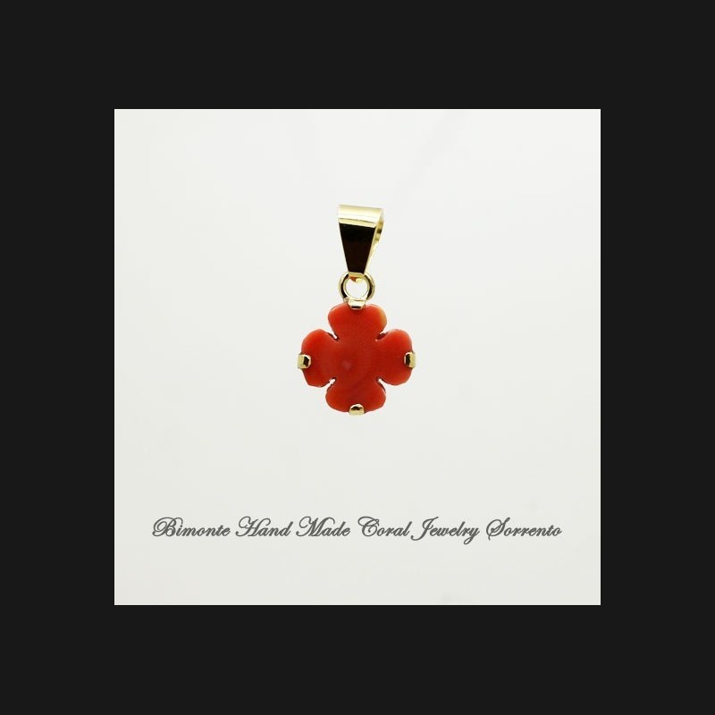 "Four Leaf Clover" Coral Pendant