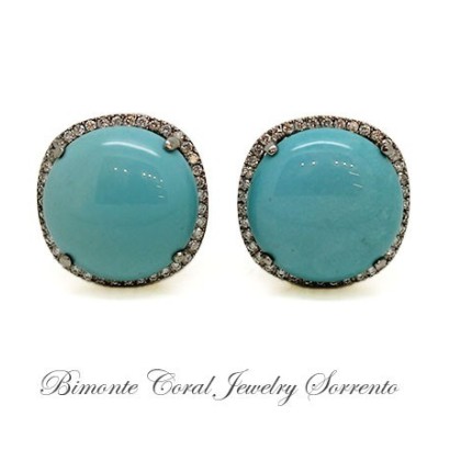 "Cielo" Turquoise and Diamonds Earrings