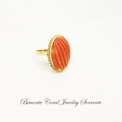 "Righe" Pink Coral Ring