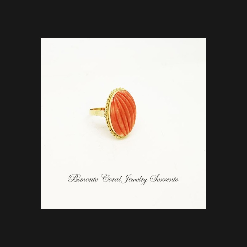 "Righe" Pink Coral Ring